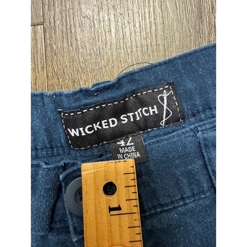 Wicked Stitch Mens Navy Blue Cargo Shorts Size 42 Utility Workwear Hiking Summer - Picture 3 of 15